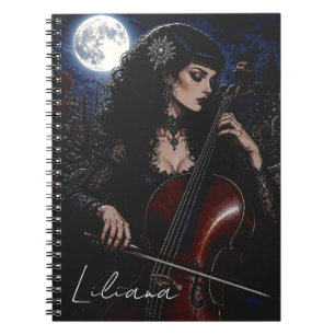 Cuaderno Belleza Gótica Hermosa Tocando el Chelo Personaliz