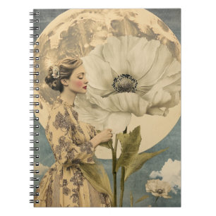 Cuaderno Belleza iluminada por la luna - Mujer con flores b