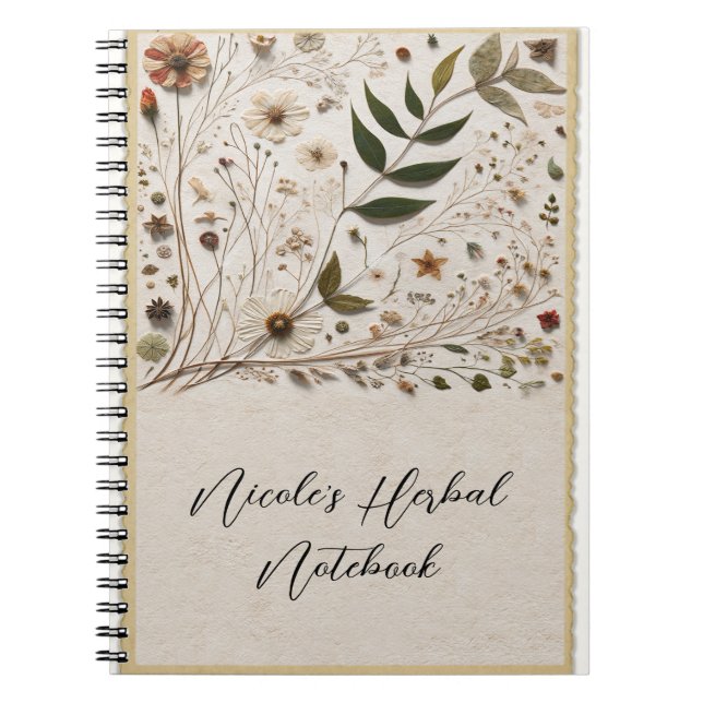 Cuaderno Belleza Natural Flores y Hojas Botánicas Herbales (Frente)
