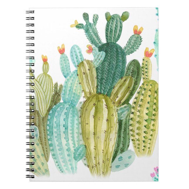 Cuaderno Bellos cactus vintage, suculentos, cactus bloomi (Frente)