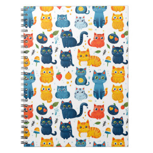 Cuaderno Bellos gatos kawaii, jugando con juguetes blanco b