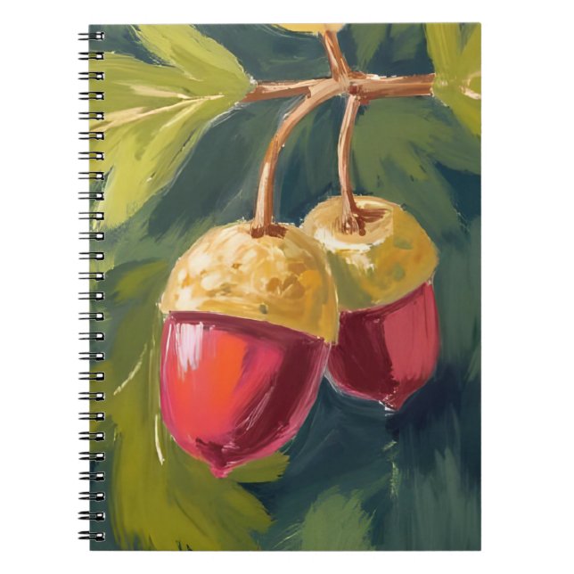 Cuaderno Bellotas de Otoño | Acaecer de Otoño Rojo Verde (Frente)