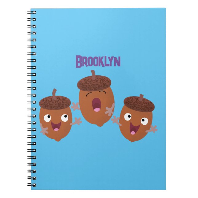 Cuaderno Bellotas felices y lindas cantando dibujos animado (Frente)