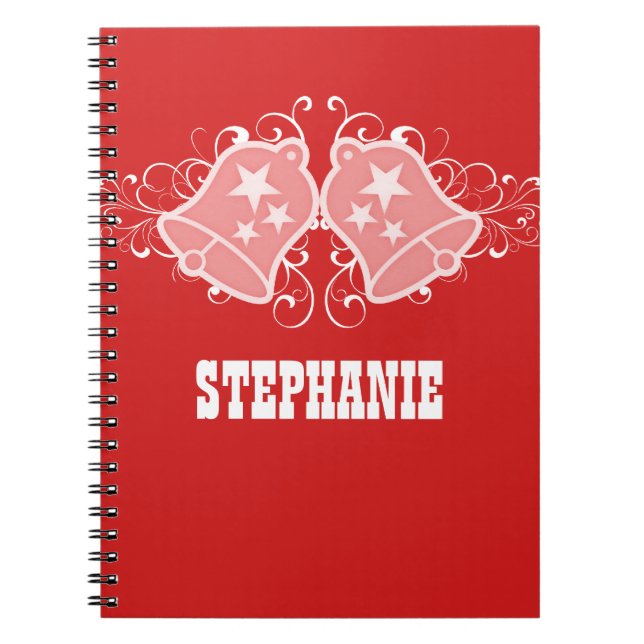 Cuaderno Bells de vacaciones y equipo portátil Swirls, rojo (Frente)