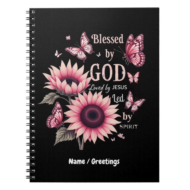 Cuaderno Bendecido Por Dios Amado Por Jesús Fe Del Girasol  (Frente)