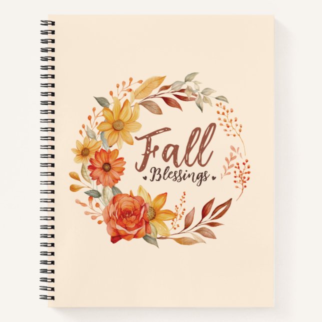 Cuaderno Bendiciones de otoño - Hojas de otoño y flores (Anverso)