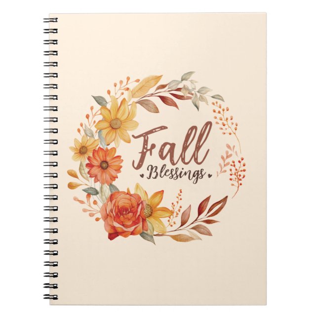 Cuaderno Bendiciones de otoño - Hojas de otoño y flores (Frente)