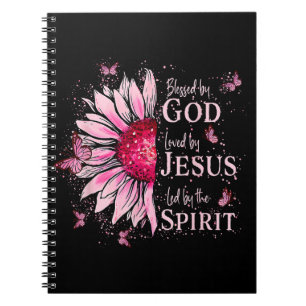 Cuaderno Bendito Por Dios - Amado Por Jesús Girasol Rosa