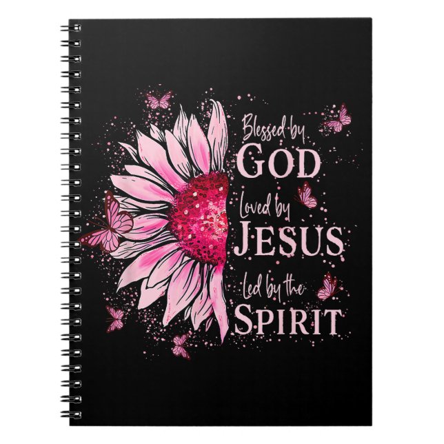 Cuaderno Bendito Por Dios - Amado Por Jesús Girasol Rosa (Frente)