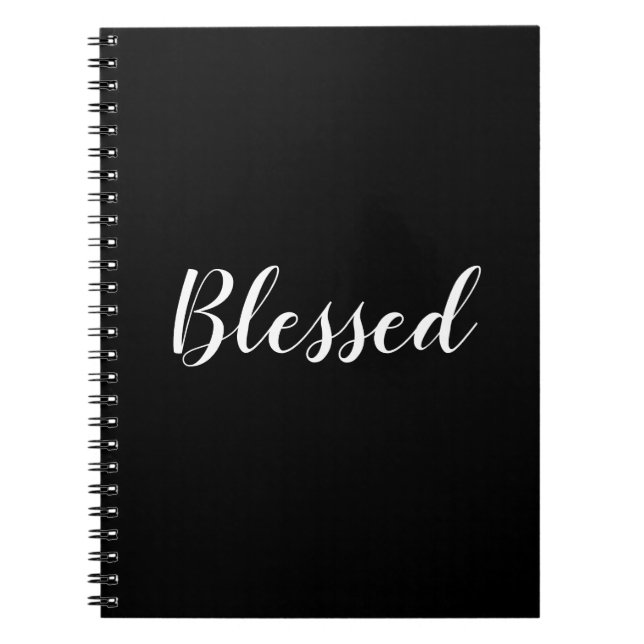 Cuaderno Bendito texto de escritura personalizado blanco y  (Frente)