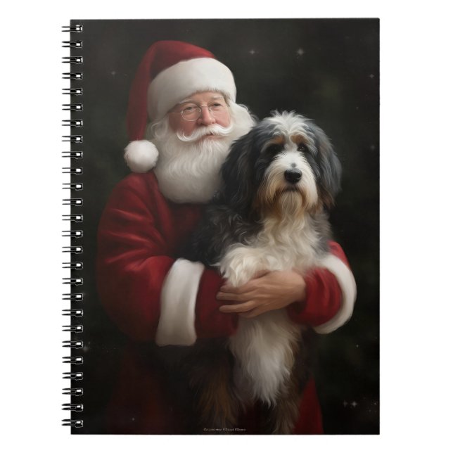 Cuaderno Bernedoodle con Navidades festivos de Santa Claus (Frente)