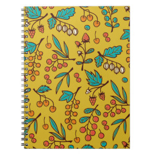 Cuaderno Berries en ramas, patrón de naturaleza sin fisuras