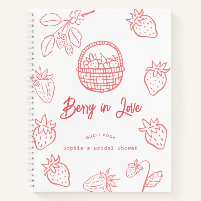 Cuaderno Berry in Love Hand-drawn Strawberry Bridal Shower (Anverso)