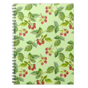 Cuaderno Berry saludable: fondo de frambuesa sin mar.