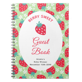 Cuaderno Berry Sweet Green Strawberry Baby Shower Guest Boo
