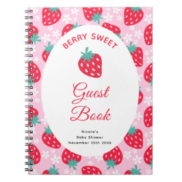 Cuaderno Berry Sweet Pink Strawberry Baby Shower Guest Book