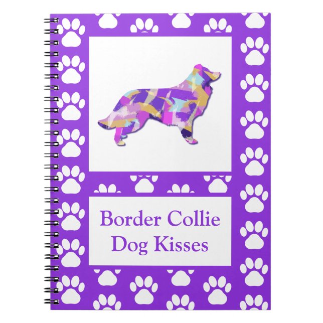 Cuaderno Besados de silueta de perro collie de borde lindo  (Frente)