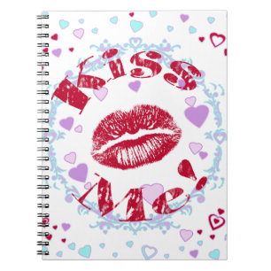 Cuaderno ¡Bésame! Labios Rojos Con Corazones