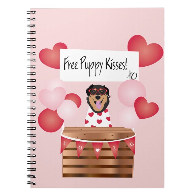 Cuaderno Beses gratis de cachorro Perro de San Valentín (Frente)