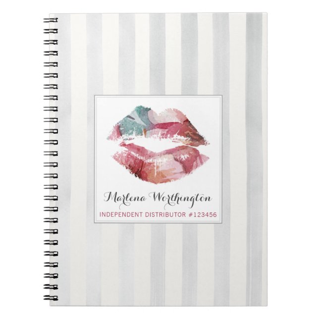 Cuaderno Beso de acuarela del distribuidor de lápiz labial  (Frente)