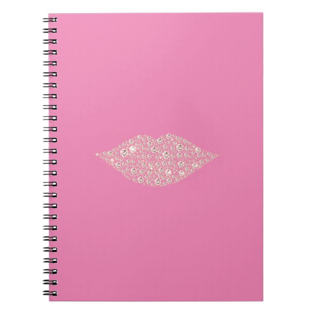Cuaderno Beso de Labios de Diamante Pink Glam (Frente)