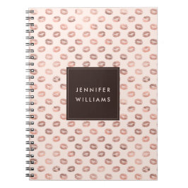 Cuaderno Beso de pintalabios de oro rosa rosado personaliza