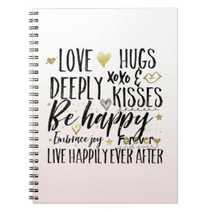 Cuaderno Besos de Amor Rosa Sonrosado Abrazos XOXO Corazón