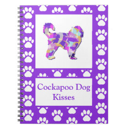 Cuaderno Besos de Cockapoo Silhouette de perro lindo morado