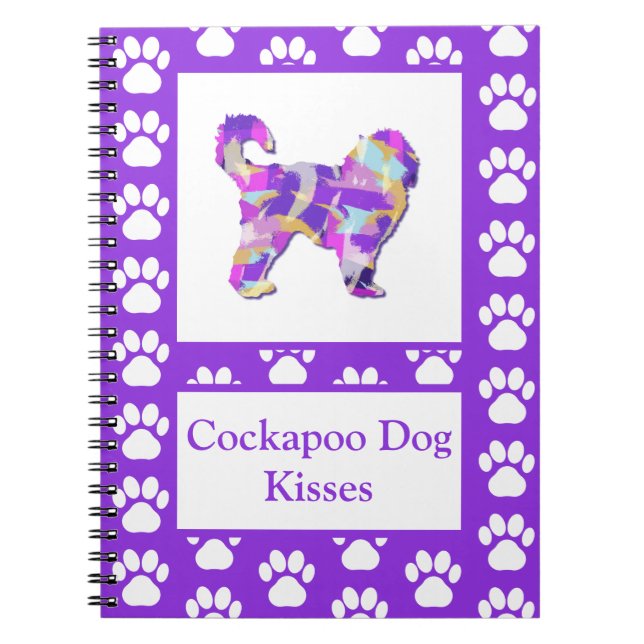 Cuaderno Besos de Cockapoo Silhouette de perro lindo morado (Frente)