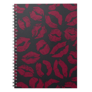 Cuaderno Besos de lápiz labial: impresiones rojas oscuras