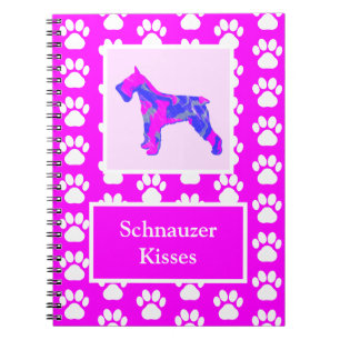 Cuaderno Besos de perro Schnauzer Silueta Cute P&B