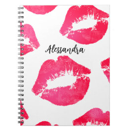 Cuaderno Besos de pintalabios rojos sobre blanco