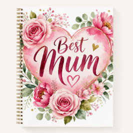 Cuaderno Best Mum Aquarell Blumenherz Design