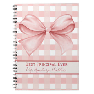 Cuaderno Best Principal Ever Personalized Gingham Bow
