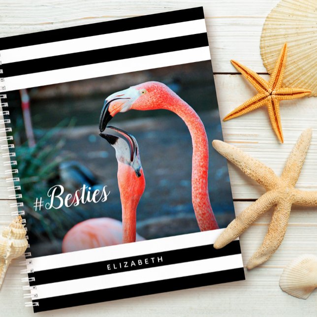 Cuaderno Bestis Flamingos rosas Black White Stripes Persona (Subido por el creador)