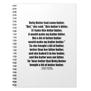 Cuaderno Betty Botter Better Butter (Tongue Twister)