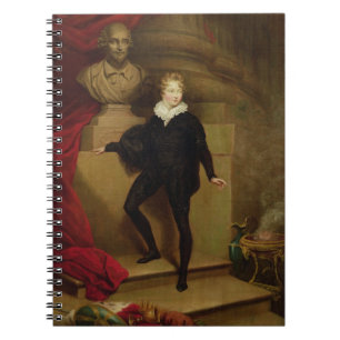 Cuaderno Betty principal como Hamlet antes de un busto de