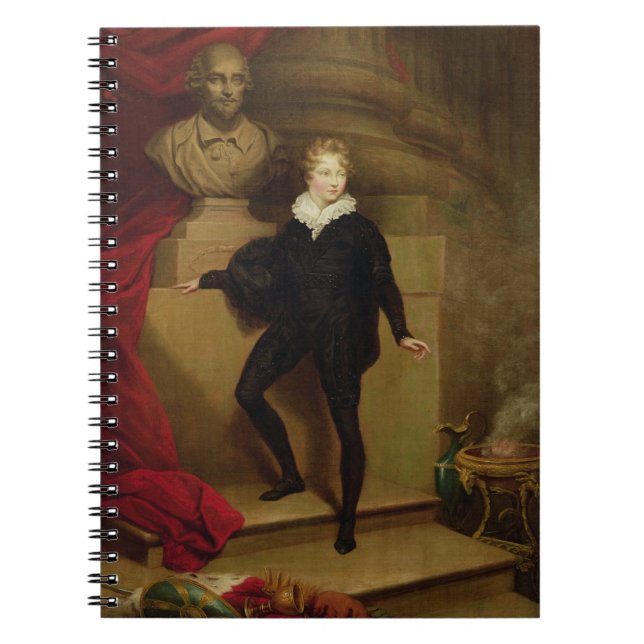 Cuaderno Betty principal como Hamlet antes de un busto de (Frente)