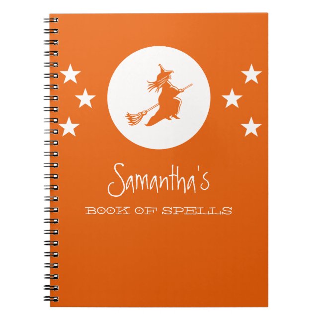 Cuaderno Bewitando el bloc de notas de Halloween, Naranja (Frente)