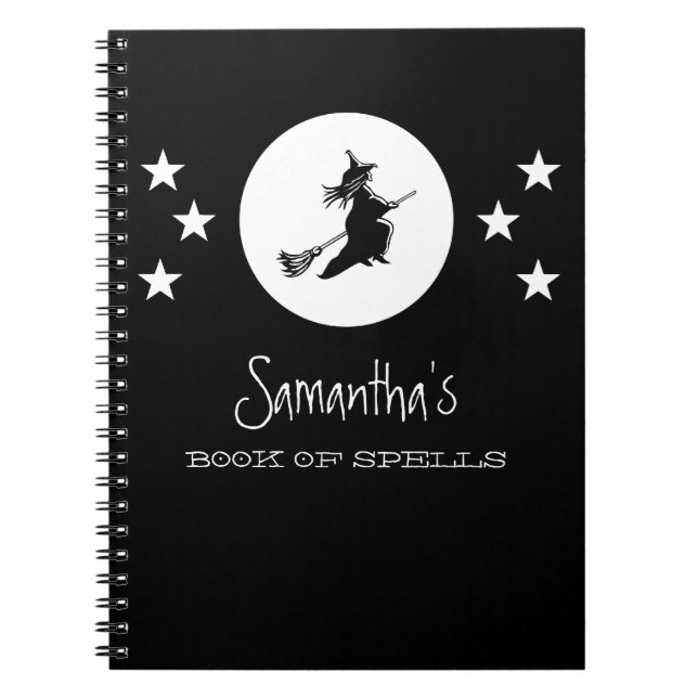 Cuaderno Bewitando el portátil de Halloween, negro (Frente)