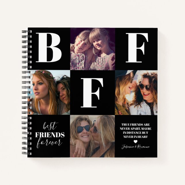 Cuaderno BFF Besties Collage de fotos Negro (Anverso)
