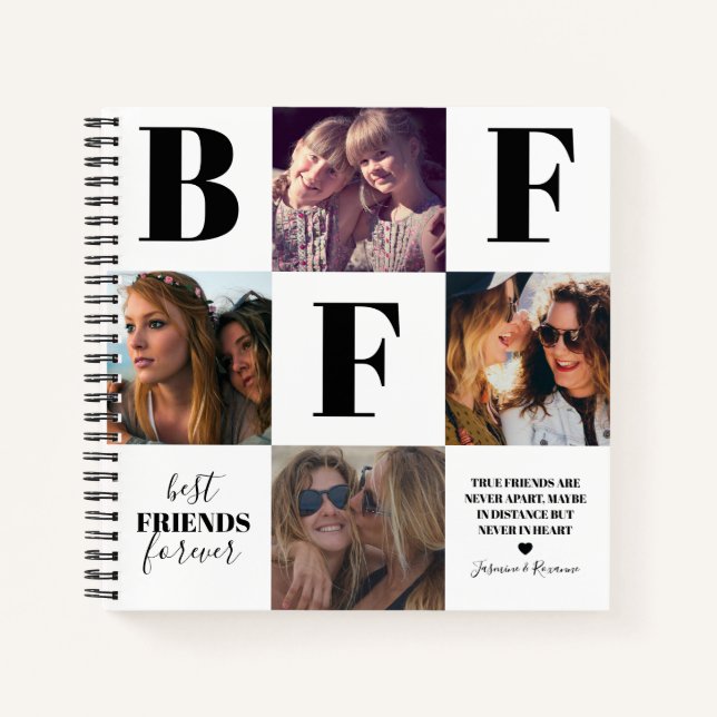 Cuaderno BFF Besties Collage de fotos Negro (Anverso)