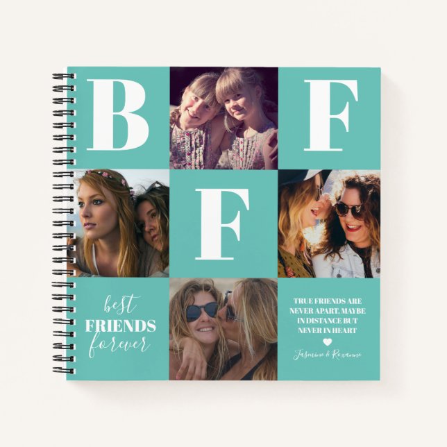 Cuaderno BFF Besties Collage de fotos Verde azulado (Anverso)