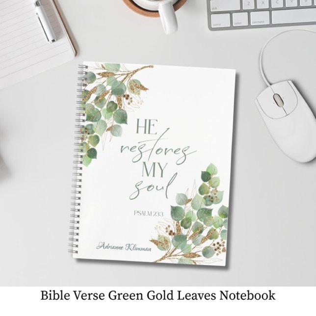 Cuaderno Bible Verse Green Gold Leaves  (Subido por el creador)