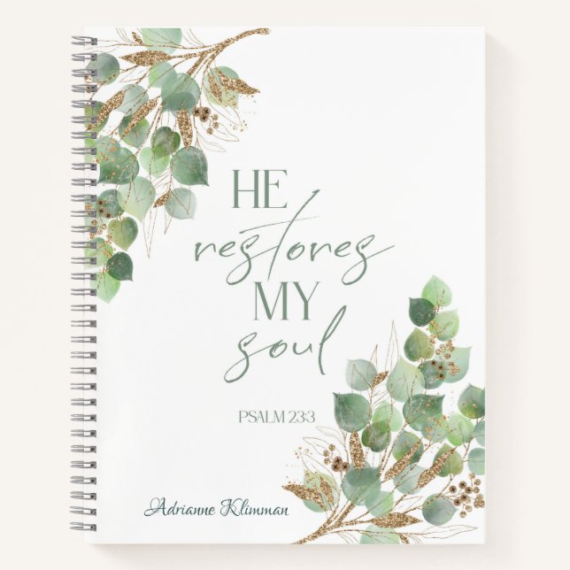 Cuaderno Bible Verse Green Gold Leaves  (Anverso)