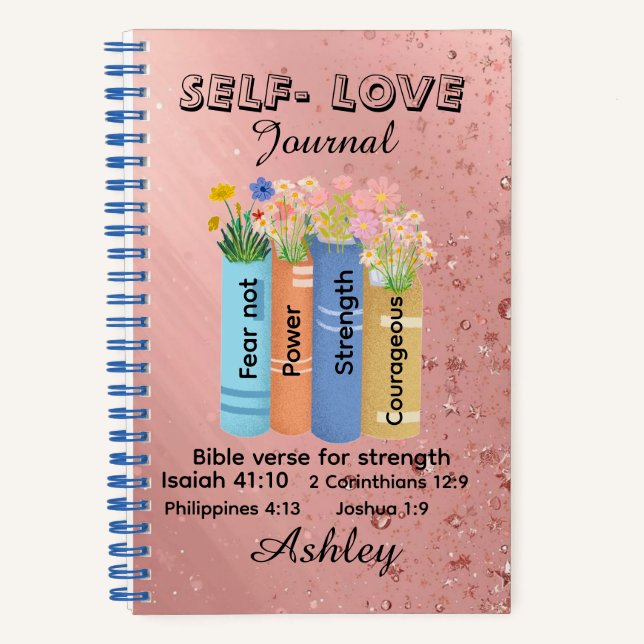 Cuaderno Bible verse of strength , Floral Book Christian  (Anverso)