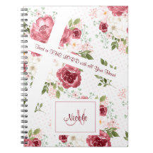 Biblia cristiana Verse Rosa Nombre floral Monogram