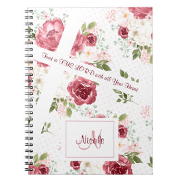 Cuaderno Biblia cristiana Verse Rosa Nombre floral Monogram