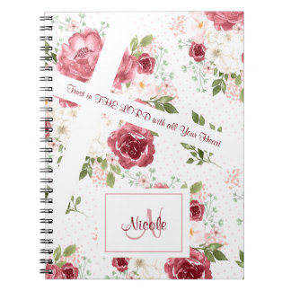 Cuaderno Biblia cristiana Verse Rosa Nombre floral Monogram
