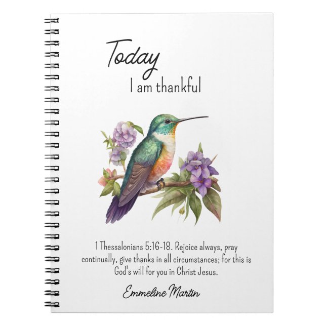 Cuaderno Biblia de Gratitud Cristiana Verse Hummingbird (Frente)